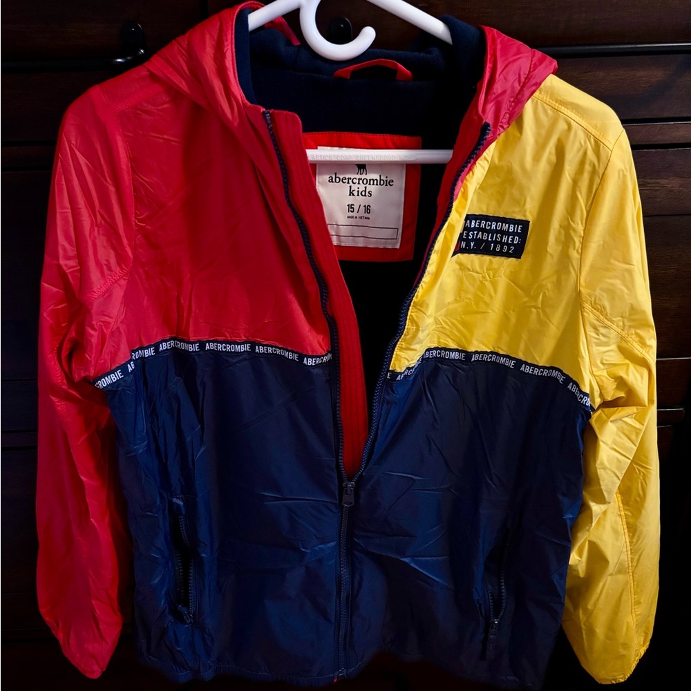 Abercrombie Kids Red, Yellow, and Blue Raincoat